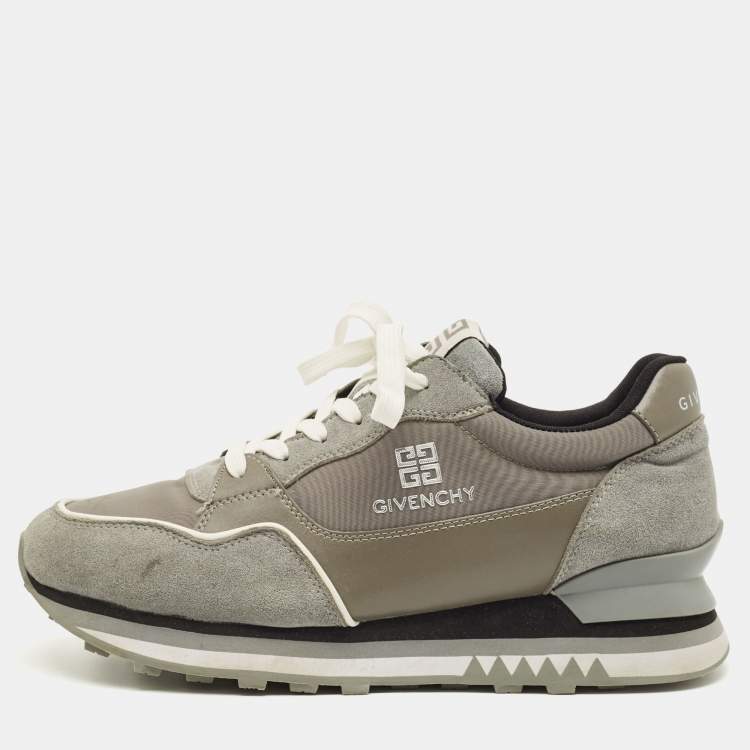 Pre Owned Givenchy Trainer Size 43 Grey Nylon and Suede Lace Up Sneakers