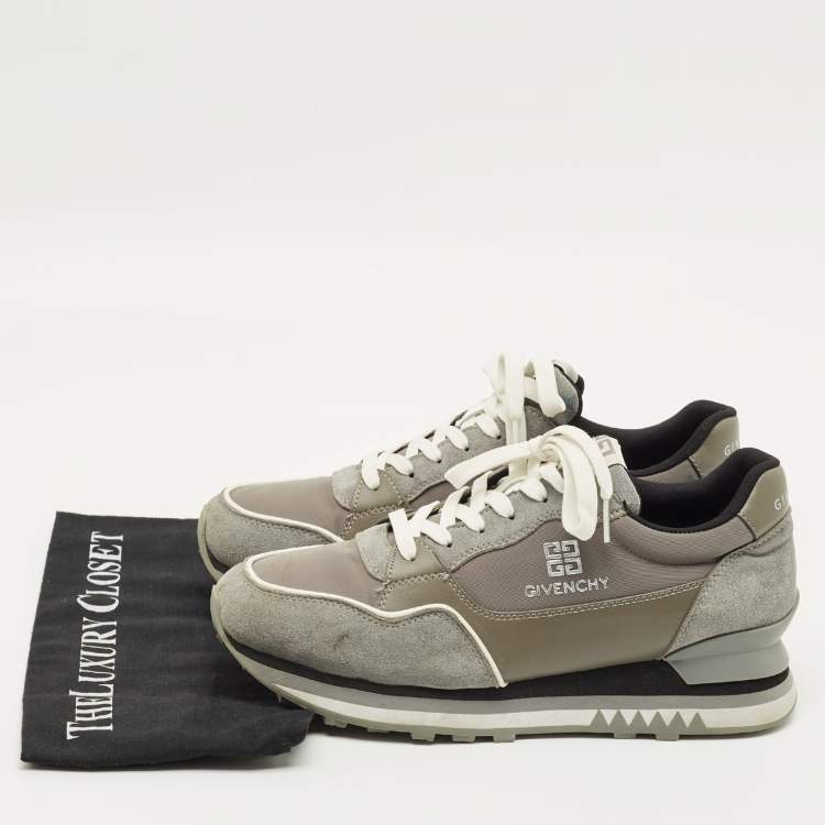 Pre Owned Givenchy Trainer Size 43 Grey Nylon and Suede Lace Up Sneakers