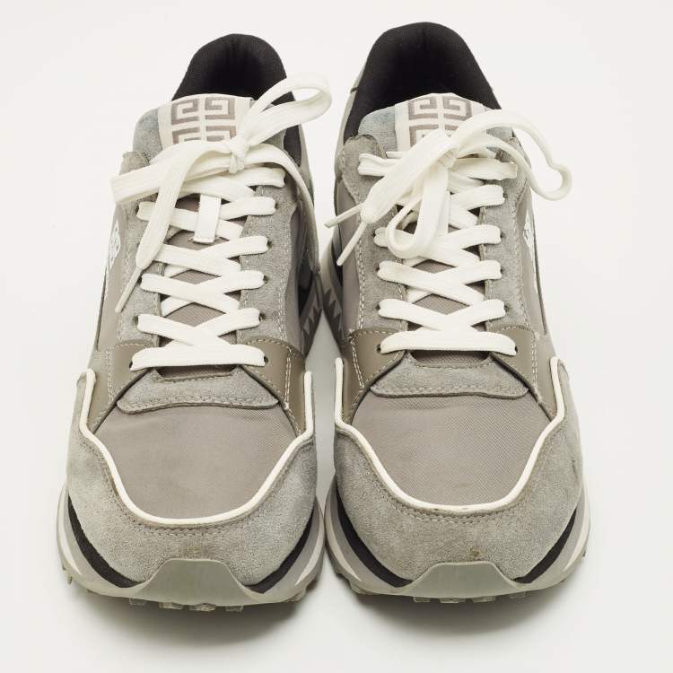 Pre Owned Givenchy Trainer Size 43 Grey Nylon and Suede Lace Up Sneakers