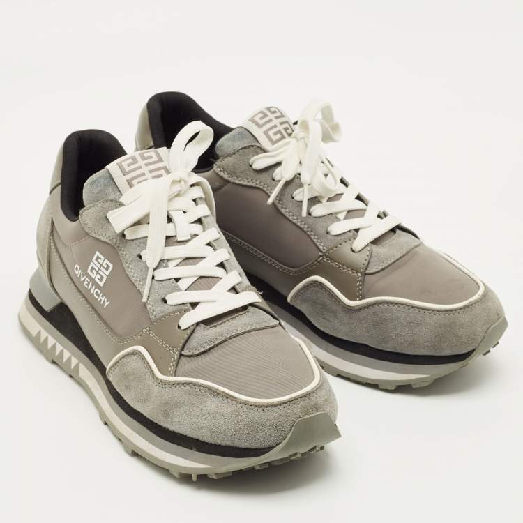 Pre Owned Givenchy Trainer Size 43 Grey Nylon and Suede Lace Up Sneakers