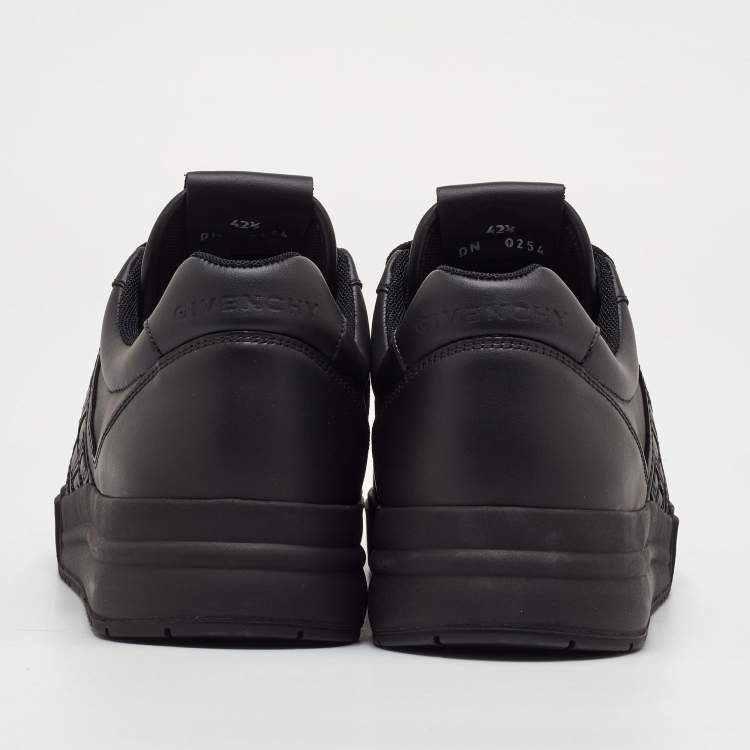 Pre Owned Givenchy G4 Size 42.5 Black Leather Logo Embossed Low Top Sneakers