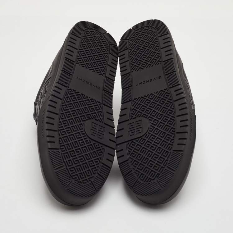 Pre Owned Givenchy G4 Size 42.5 Black Leather Logo Embossed Low Top Sneakers