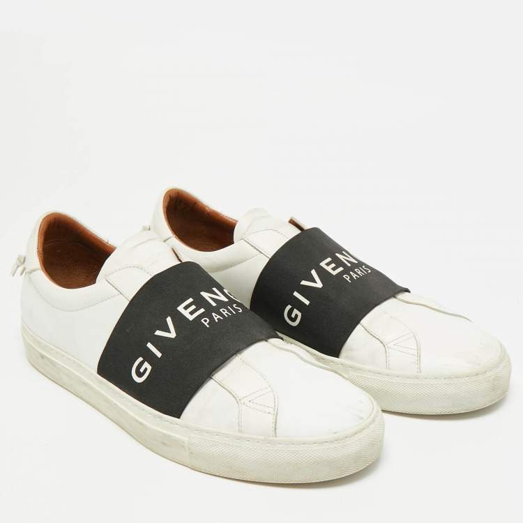 Pre Owned Givenchy Urban Street Size 44 White/Black Leather Slip On Sneakers