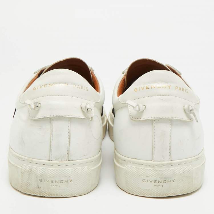 Pre Owned Givenchy Urban Street Size 44 White/Black Leather Slip On Sneakers