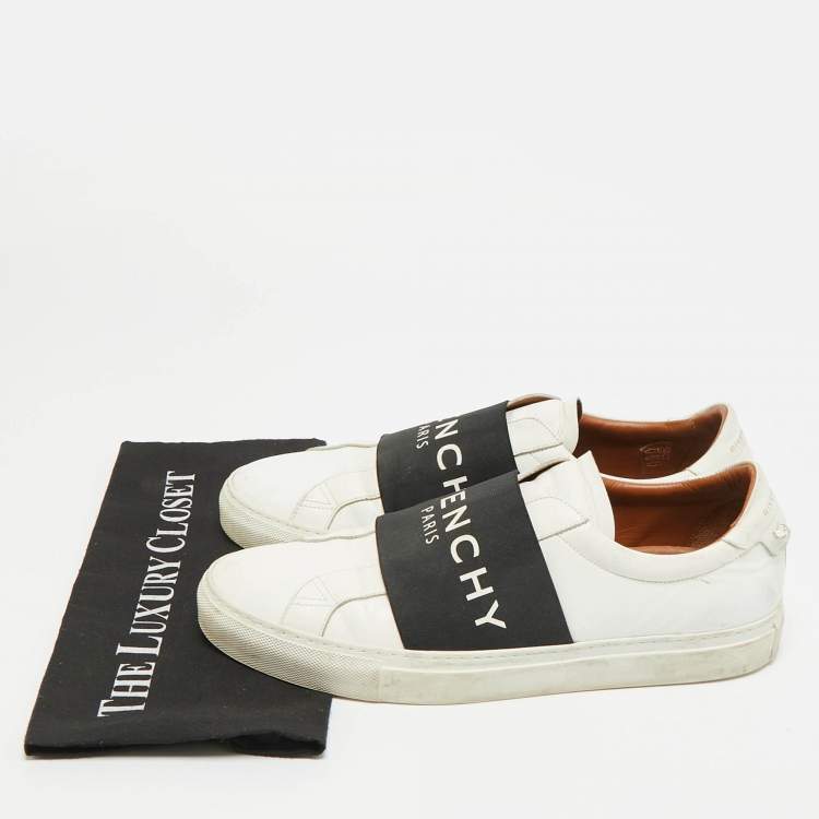 Pre Owned Givenchy Urban Street Size 44 White/Black Leather Slip On Sneakers