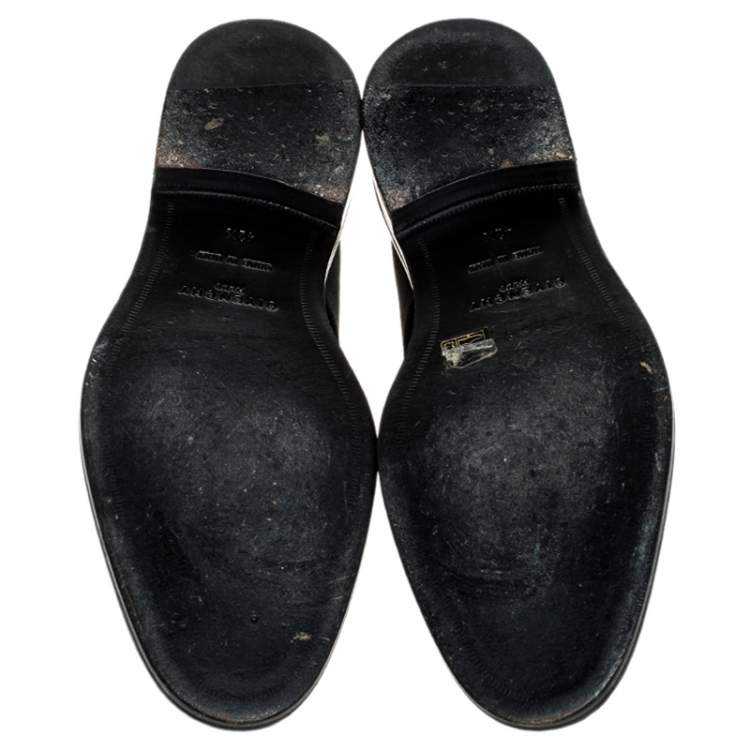 Pre Owned Givenchy Black Patent Leather Criss Cross Elastic Oxfords Size 42.5