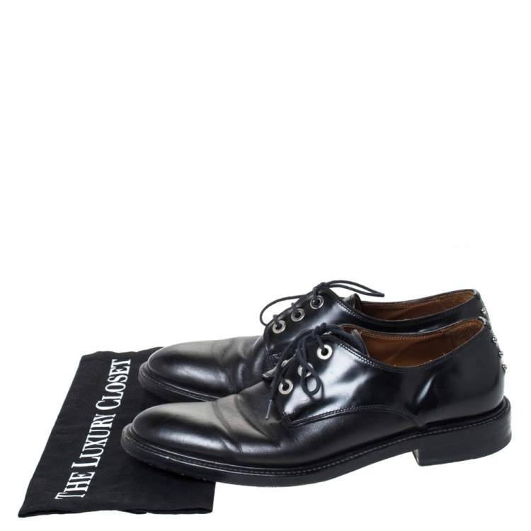 Pre Owned Givenchy Black Leather Nino Studded Lace Up Derby Size 41