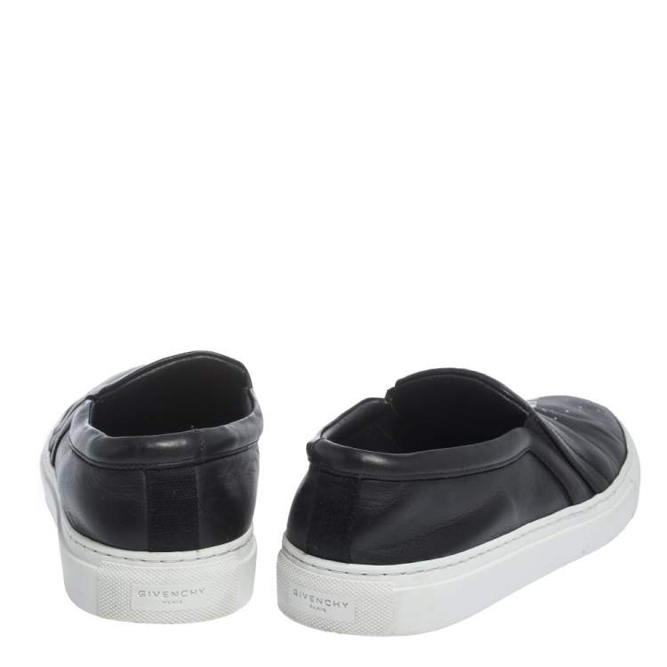Pre Owned Givenchy Black Logo Printed Leather Slip On Sneakers Size 43