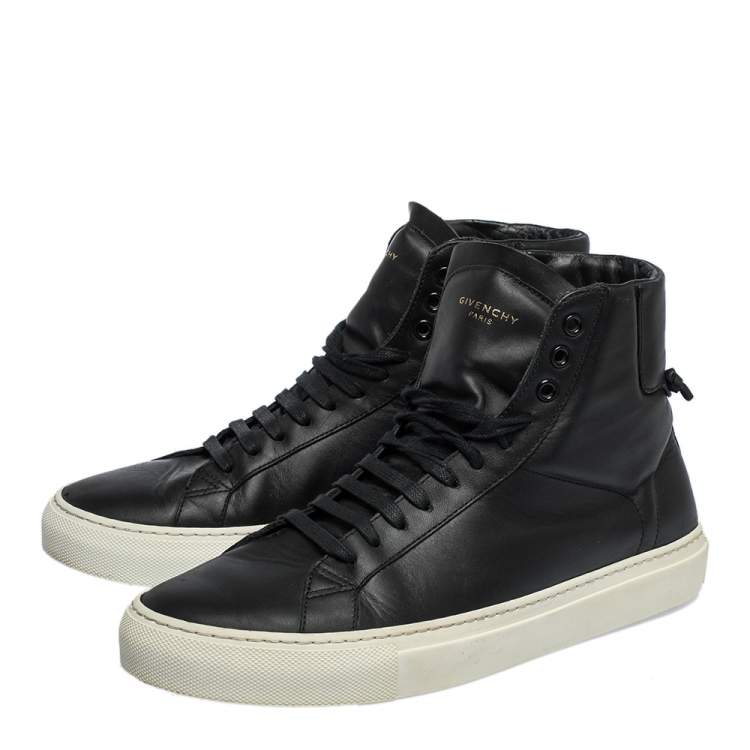 Pre Owned Givenchy Black Leather Urban Street Knot Detail High Top Lace Up Sneakers Size 40