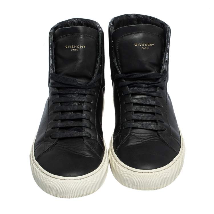 Pre Owned Givenchy Black Leather Urban Street Knot Detail High Top Lace Up Sneakers Size 40