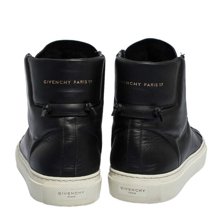 Pre Owned Givenchy Black Leather Urban Street Knot Detail High Top Lace Up Sneakers Size 40