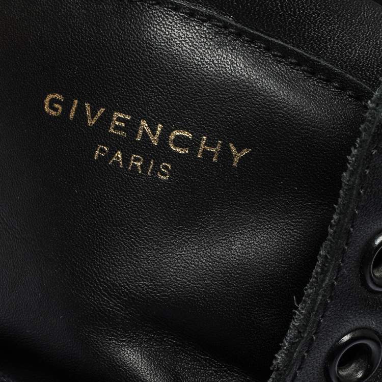 Pre Owned Givenchy Black Leather Urban Street Knot Detail High Top Lace Up Sneakers Size 40