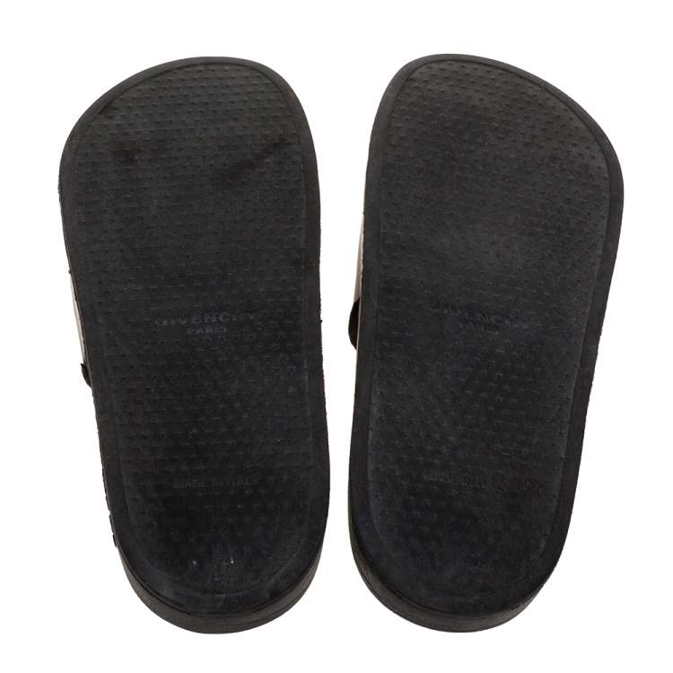 Pre Owned Givenchy Black Rubber Logo Slides Size 44