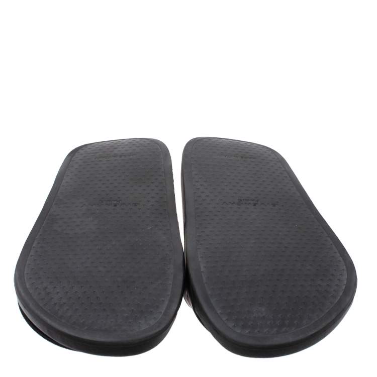 Pre Owned Givenchy Black Rubber Logo Pool Slides Size 44