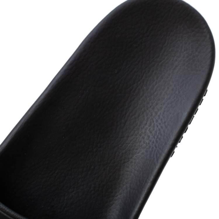 Pre Owned Givenchy Black Rubber Logo Pool Slides Size 44