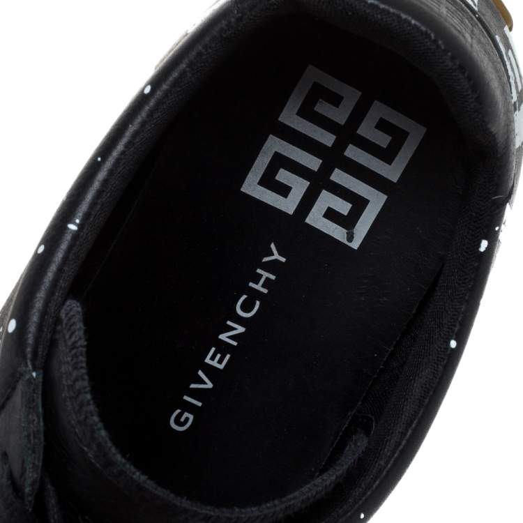 Pre Owned Givenchy Black Leather And Suede Logo Script Low Top Sneakers Size 42