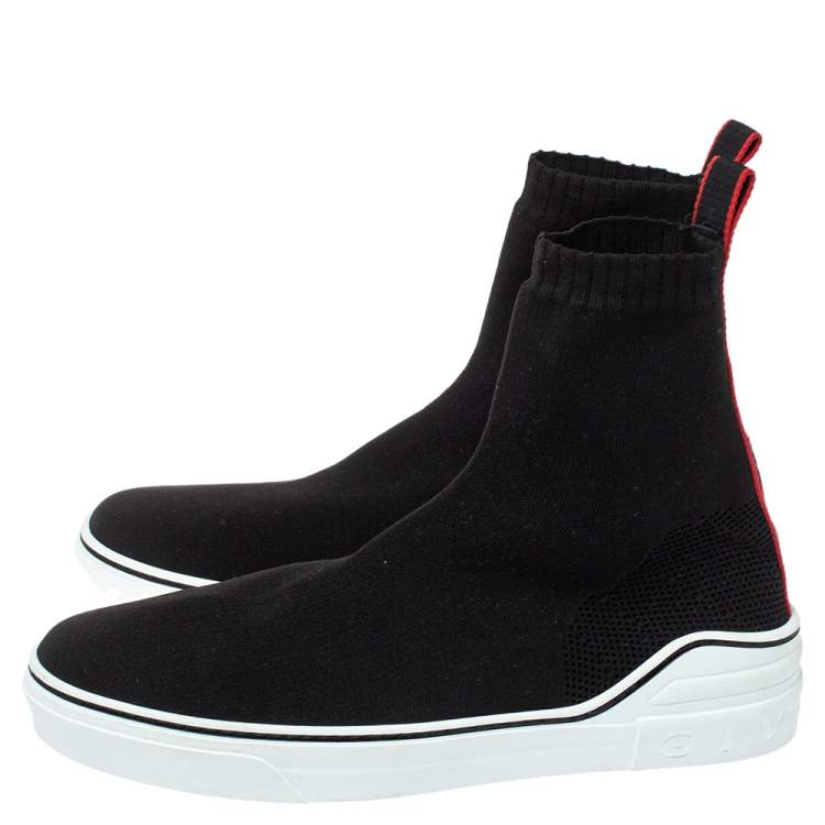 Pre Owned Givenchy Black Knitted Fabric George V Mid Sock Sneakers Size 45