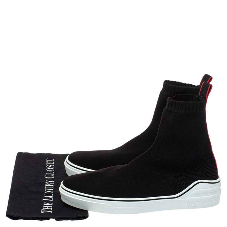 Pre Owned Givenchy Black Knitted Fabric George V Mid Sock Sneakers Size 45