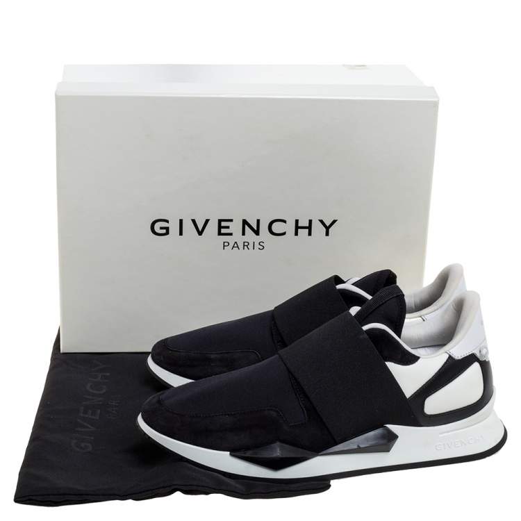 Pre Owned Givenchy Black/White Suede And Neoprene Paneled Sneakers Size 40