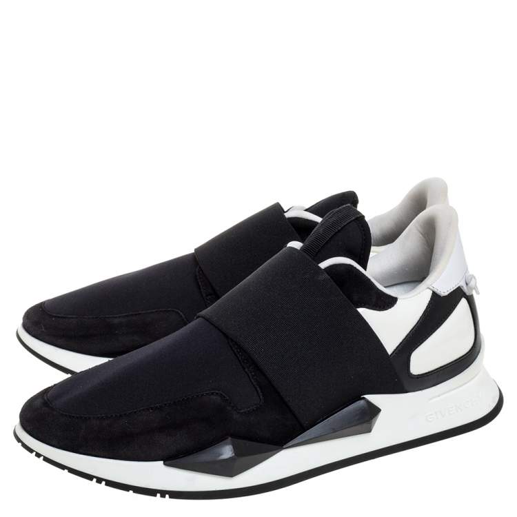 Pre Owned Givenchy Black/White Suede And Neoprene Paneled Sneakers Size 40