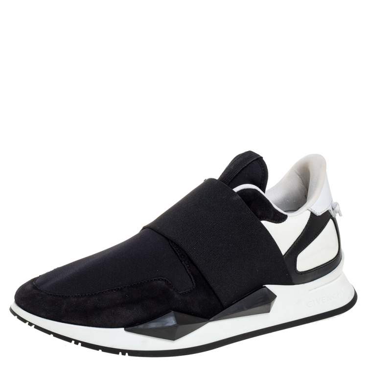 Pre Owned Givenchy Black/White Suede And Neoprene Paneled Sneakers Size 40