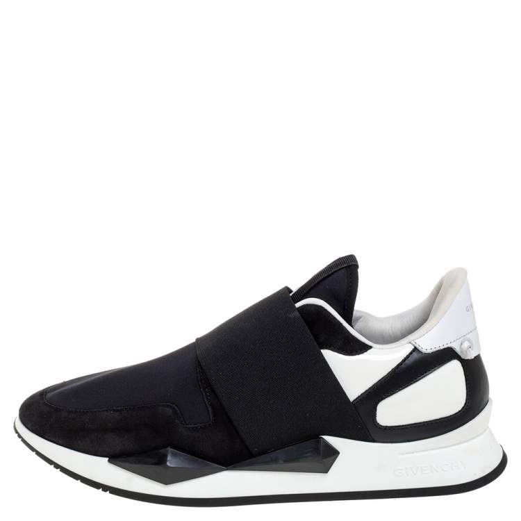 Pre Owned Givenchy Black/White Suede And Neoprene Paneled Sneakers Size 40
