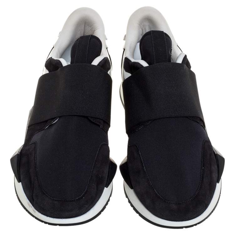 Pre Owned Givenchy Black/White Suede And Neoprene Paneled Sneakers Size 40