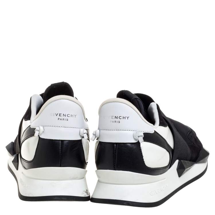 Pre Owned Givenchy Black/White Suede And Neoprene Paneled Sneakers Size 40