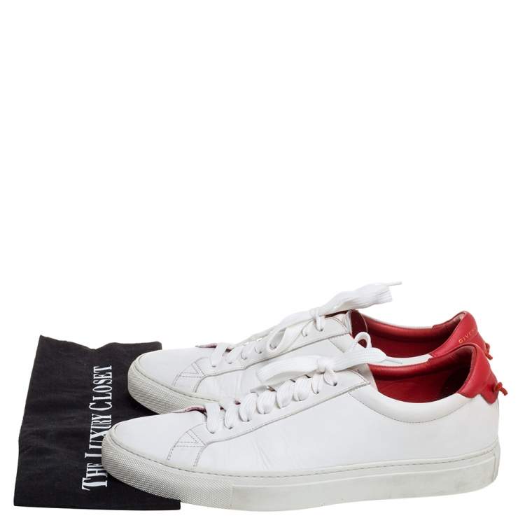 Pre Owned Givenchy White/Red Leather Urban Street Low Top Sneakers Size 42
