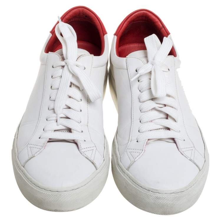Pre Owned Givenchy White/Red Leather Urban Street Low Top Sneakers Size 42