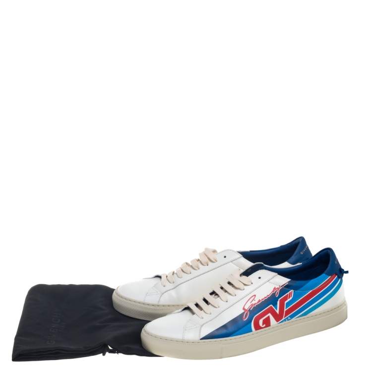 Pre Owned Givenchy White Leather Urban Motocross Graphic Low Top Sneakers Size 43