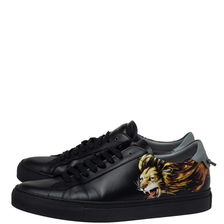 Pre Owned Givenchy Black Leather Leo Sneakers Size 42