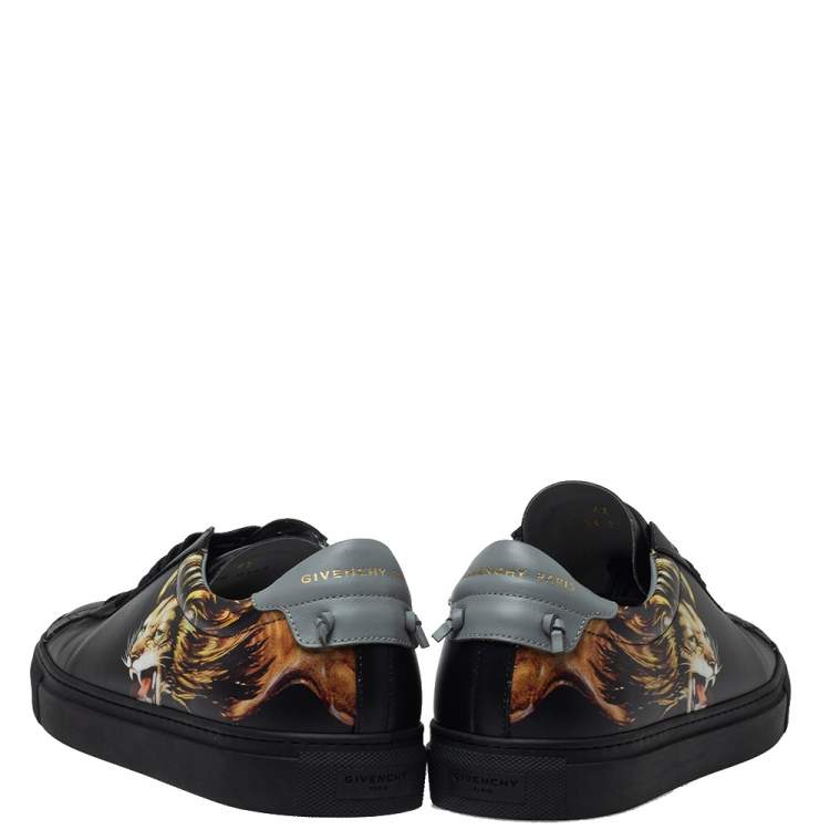 Pre Owned Givenchy Black Leather Leo Sneakers Size 42