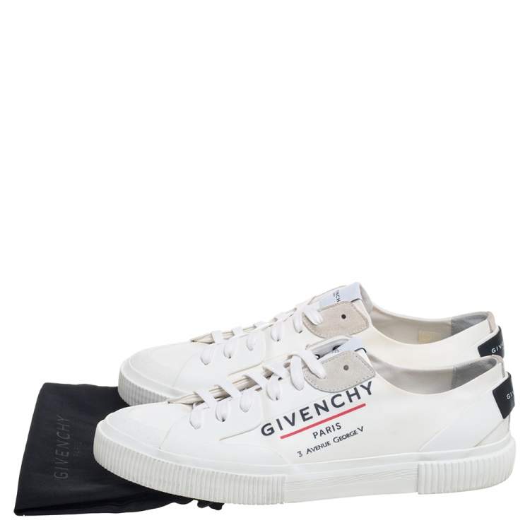 Pre Owned Givenchy White Logo Print Coated Canvas And Rubber Tennis Light Low Top Sneakers Size 44