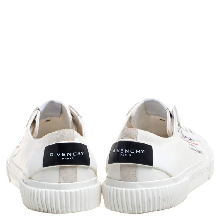 Pre Owned Givenchy White Logo Print Coated Canvas And Rubber Tennis Light Low Top Sneakers Size 44