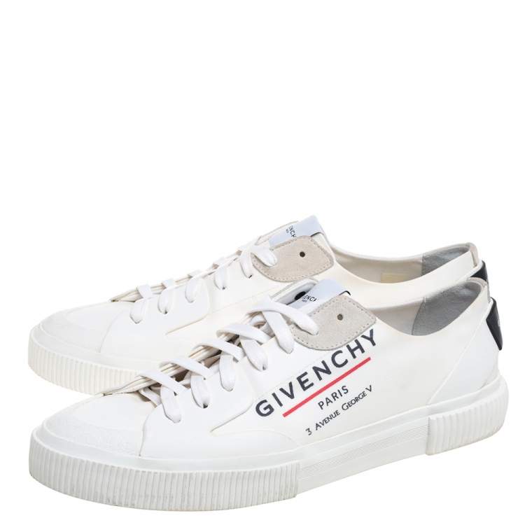 Pre Owned Givenchy White Logo Print Coated Canvas And Rubber Tennis Light Low Top Sneakers Size 44