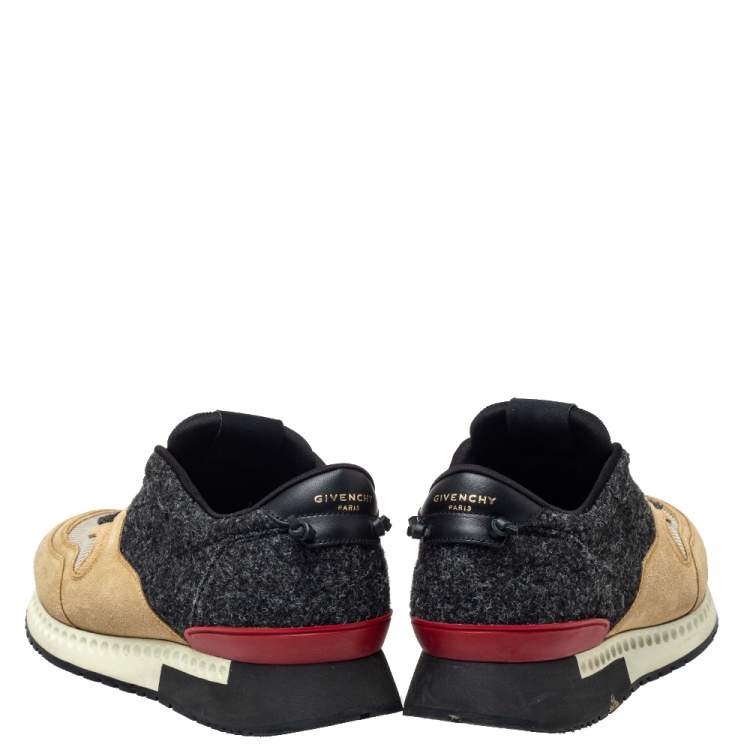 Pre Owned Givenchy Beige/Black Suede Mesh And Wool Active Runner Sneakers Size 43