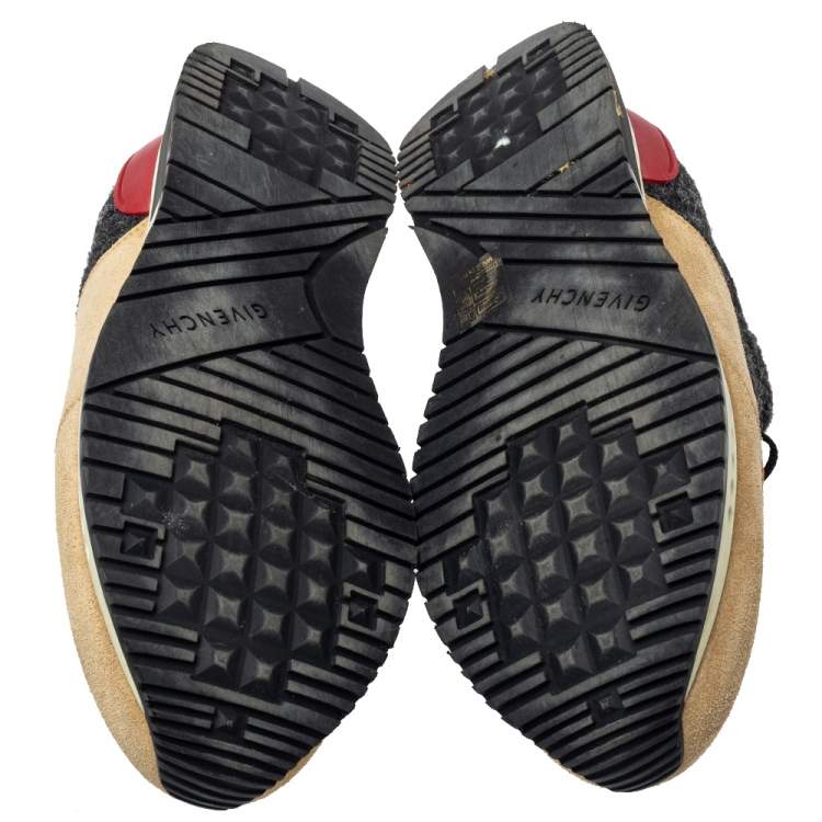 Pre Owned Givenchy Beige/Black Suede Mesh And Wool Active Runner Sneakers Size 43