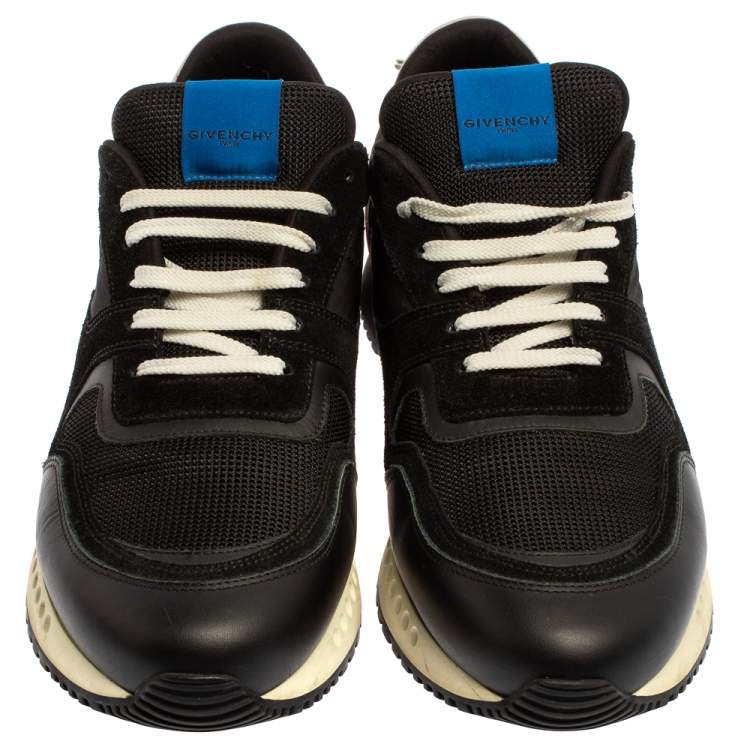 Pre Owned Givenchy Black Mesh And Leather Active Runner Sneakers Size 43