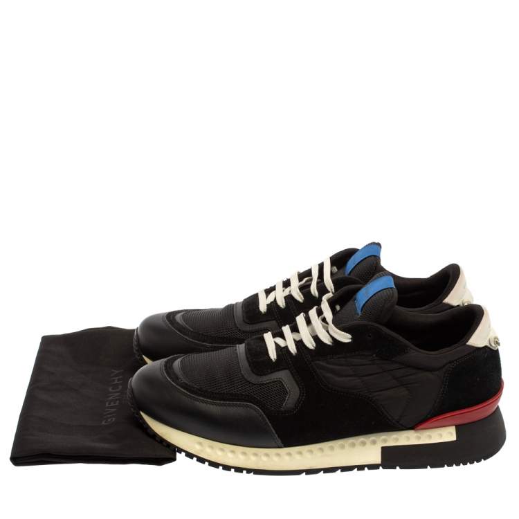 Pre Owned Givenchy Black Mesh And Leather Active Runner Sneakers Size 43