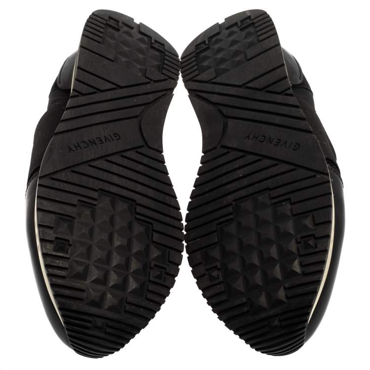 Pre Owned Givenchy Black/Red Leather and Mesh Active Runner Slip On Sneakers Size 43