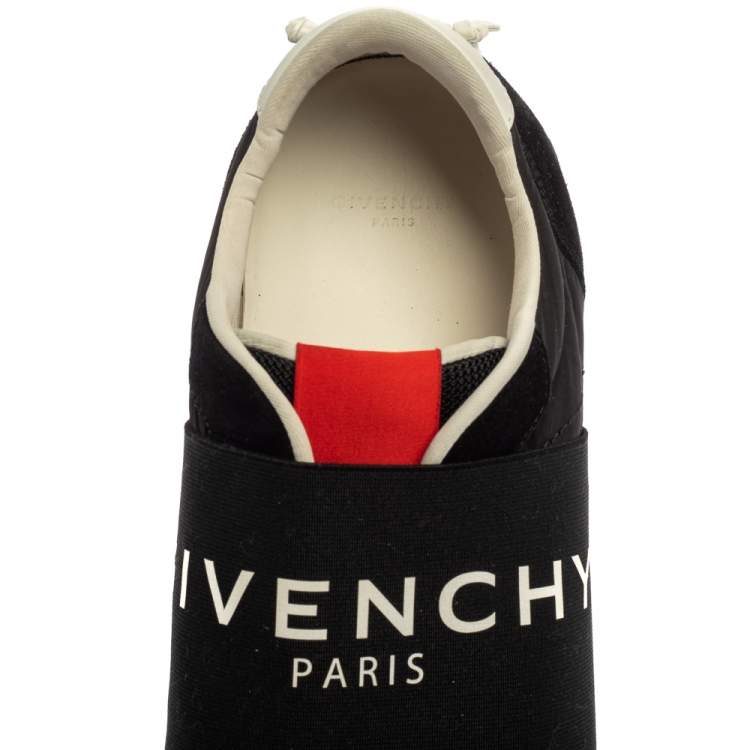 Pre Owned Givenchy Black/Red Leather and Mesh Active Runner Slip On Sneakers Size 43