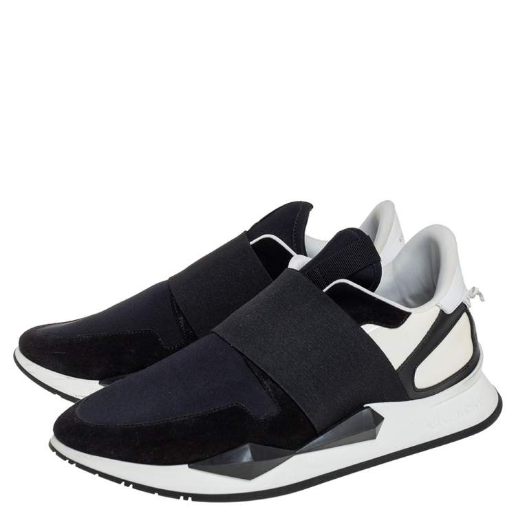 Pre Owned Givenchy Black/White Suede And Neoprene Paneled Sneakers Size 39