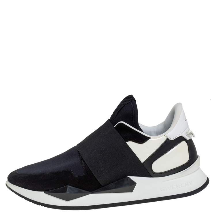 Pre Owned Givenchy Black/White Suede And Neoprene Paneled Sneakers Size 39