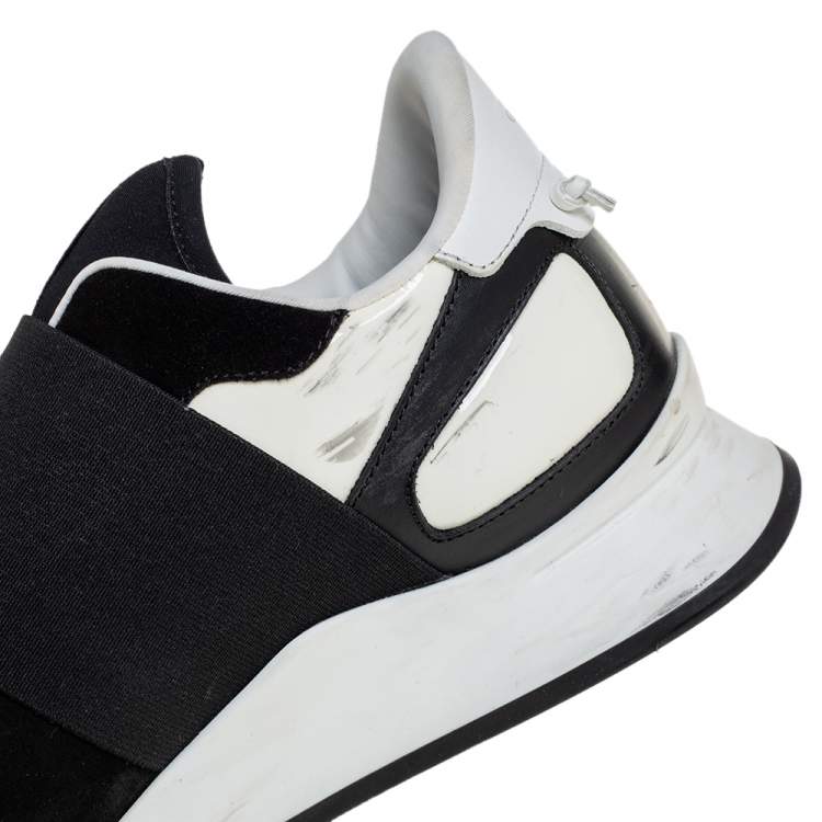 Pre Owned Givenchy Black/White Suede And Neoprene Paneled Sneakers Size 39