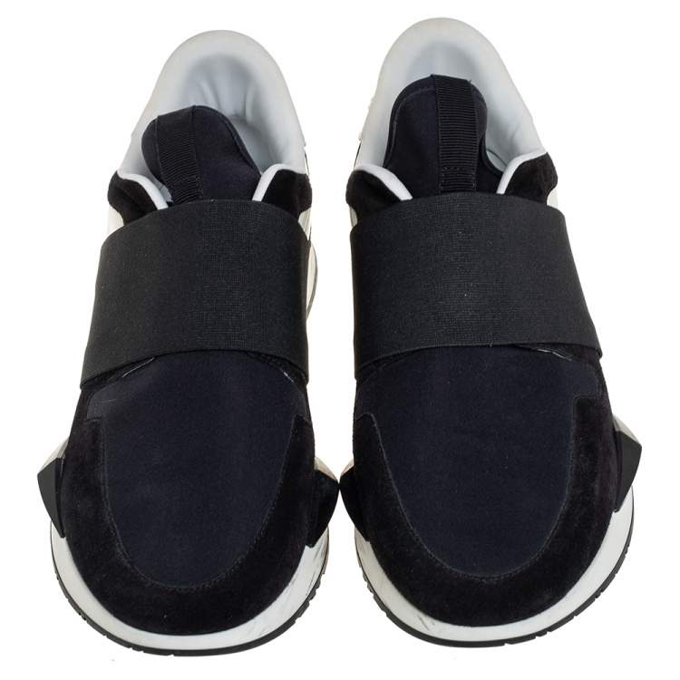 Pre Owned Givenchy Black/White Suede And Neoprene Paneled Sneakers Size 39