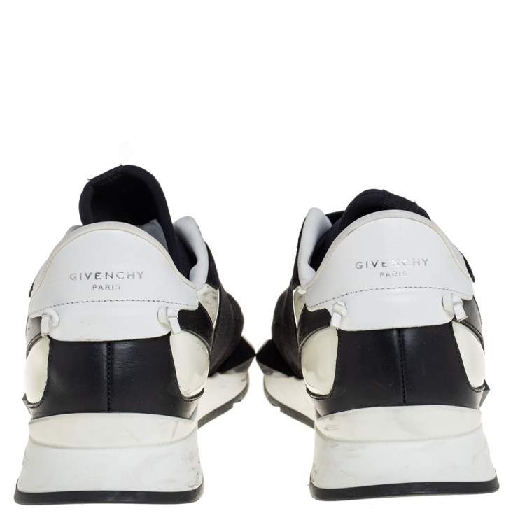 Pre Owned Givenchy Black/White Suede And Neoprene Paneled Sneakers Size 39