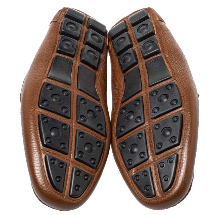 Pre Owned Givenchy Brown Leather Slip On Loafers Size 41.5
