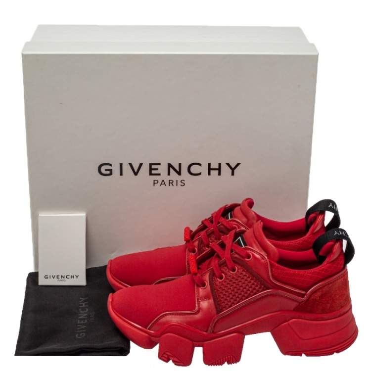 Pre Owned Givenchy Red Neoprene And Leather Jaw Low Top Sneakers Size 41