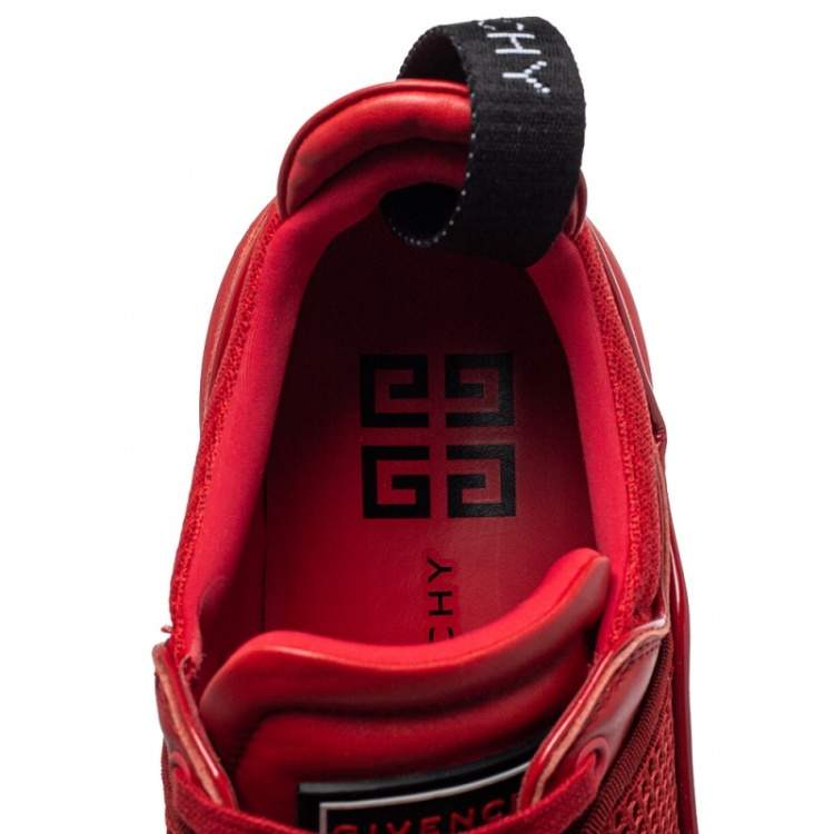 Pre Owned Givenchy Red Neoprene And Leather Jaw Low Top Sneakers Size 41